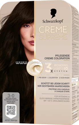 Schwarzkopf CREME SUPREME Haarfarbe 3-0 Natürliches Schwarz-Braun, 1 St