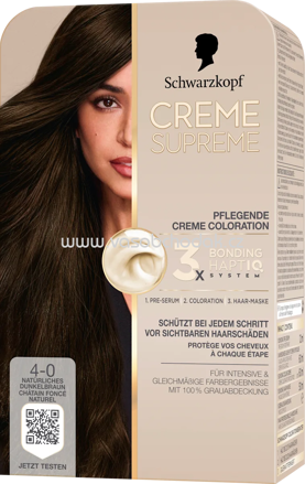 Schwarzkopf CREME SUPREME Haarfarbe 4-0 Natürliches Dunkelbraun, 1 St