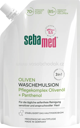 sebamed flüssige Waschemulsion Olive, seifenfrei, Nachfüllpack, 400 ml