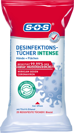 SOS Desinfektionstücher Intense Hand & Fläche, 25 St