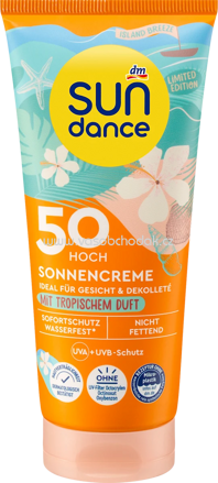 SUNDANCE Sonnencreme Gesicht mit tropischem Duft, island breeze, LSF 50, 100 ml