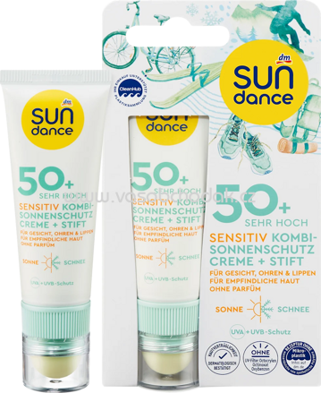 SUNDANCE Sonnenschutz Kombi Gesicht Creme + Stift Sensitiv LSF50+ (25ml + 3g), 1 St