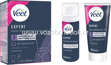 Veet Intimbereich Set, Enthaarungscreme & Multi-Benefit-Schaum 2x50 ml, 100 ml