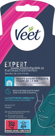 Veet Kaltwachsstreifen Gesicht Expert, 20 St