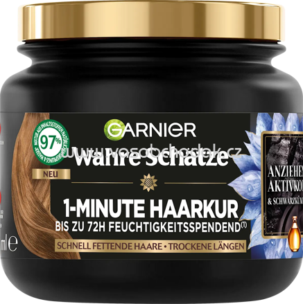 Wahre Schätze Haarkur 1-Minute Aktivkohle, fettige Kopfhaut, 340 ml