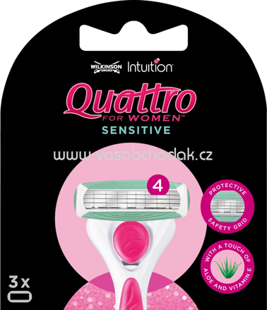 WILKINSON SWORD Rasierklingen, Quattro for women sensitive, 3 St