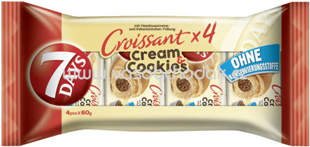 7 Days Croissant cream & cookies Haselnusscreme - Keks, 4x60g, 240g