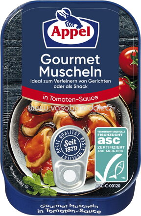 Appel Gourmet Muscheln in Tomaten-Sauce, 100g