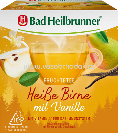 Bad Heilbrunner Früchtetee Heiße Birne mit Vanille, 15 Beutel