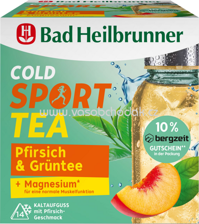 Bad Heilbrunner Cold Sport Tea - Pfirsich & Grüntee + Magnesium, 14 Beutel