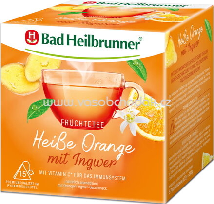 Bad Heilbrunner Früchtetee Heiße Orange mit Ingwer, 15 Beutel