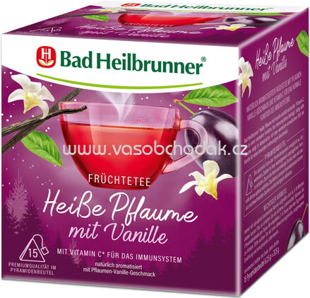 Bad Heilbrunner Früchtetee Heiße Pflaume mit Vanille, 15 Beutel