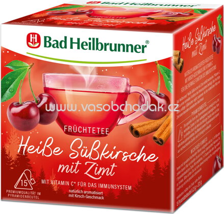 Bad Heilbrunner Früchtetee Heiße Süßkirsche mit Zimt, 15 Beutel