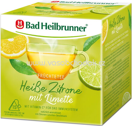 Bad Heilbrunner Früchtetee Heiße Zitrone mit Limette, 15 Beutel