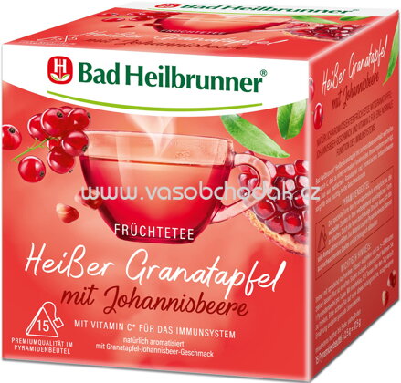 Bad Heilbrunner Früchtetee Heißer Granatapfel mit Johannisbeere, 15 Beutel