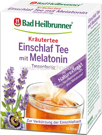 Bad Heilbrunner Einschlaf Tee mit Melatonin Tassenfertig, 10 Sticks