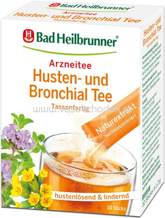 Bad Heilbrunner Husten und Bronchial Tee Tassenfertig, 10 Sticks