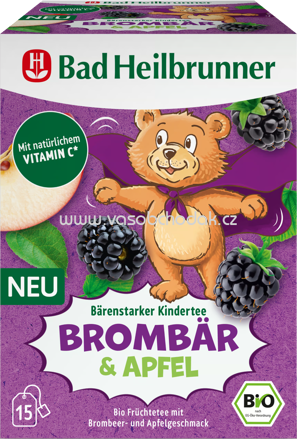 Bad Heilbrunner Bio Bärenstarker Kindertee - Brombär & Apfel, 15 Beutel