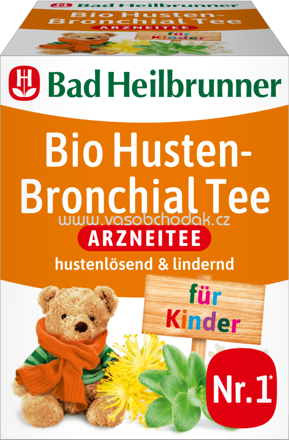 Bad Heilbrunner Bio Husten Bronchial Tee für Kinder, 8 Beutel