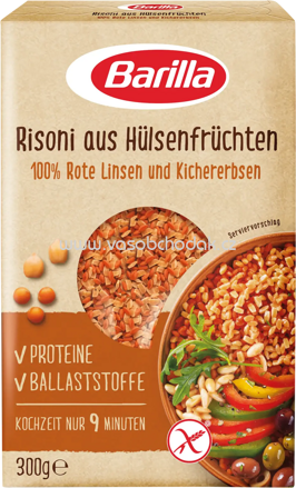 Barilla Risoni aus Hülsenfrüchten Rote Linsen und Kichererbsen, 300g