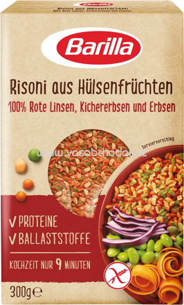 Barilla Risoni aus Hülsenfrüchten Rote Linsen, Kichererbsen und Erbsen, 300g