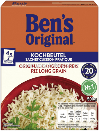 Ben's Original Kochbeutel Original Langkorn Reis, 20 Minuten, 500g