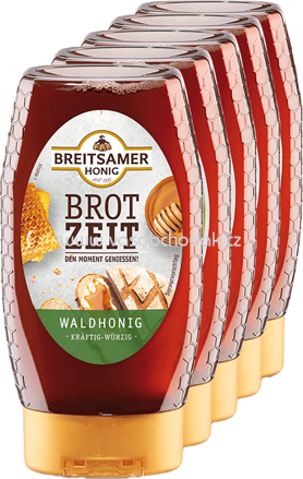 Breitsamer Honig Brot Zeit Waldhonig, spenderflasche, 5x350g