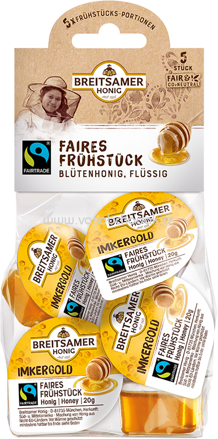 Breitsamer Honig Faires Frühstück Blütenhonig, flüssig, 5x20g