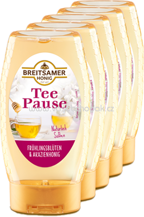 Breitsamer Honig Tee Pause, flüssig, spenderflasche, 5x350g