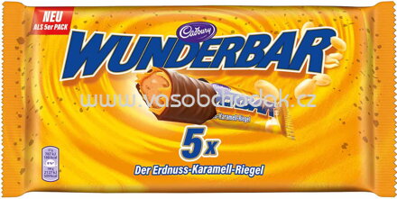 Cadbury Wunderbar Erdnuss Karamell Riegel, 5x37g, 185g