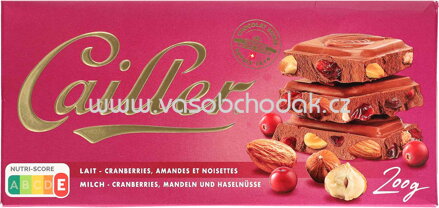 Cailler Milch Cranberries, Mandeln und Haselnüsse, 200g