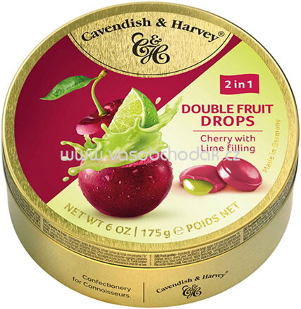 Cavendish & Harvey Double Fruit Drops Cherry with Lime Filling, 175g