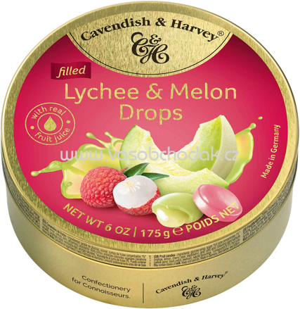 Cavendish & Harvey Filled Lychee & Melon Drops, 175g