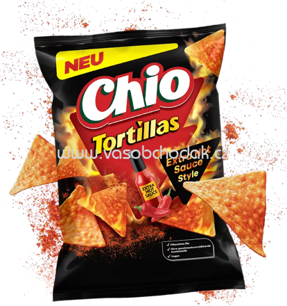 Chio Tortillas Extra Hot Sauce Style, 110g