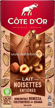 Côte D'Or Lait Noisettes Entières, 180g