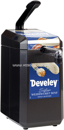 Develey Dispenser mit Etikett "Develey Weißwurst Senf" für 5 kg Dispenserbeutel, 1 St