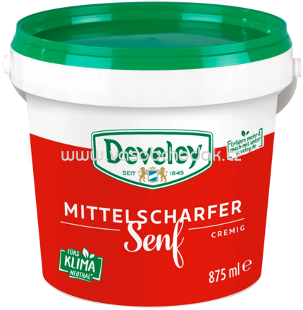 Develey Senf Mittelscharf Eimer, 875 ml