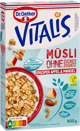 Dr.Oetker Vitalis ohne Zuckerzusatz Knusper Apfel & Mandel, 400g