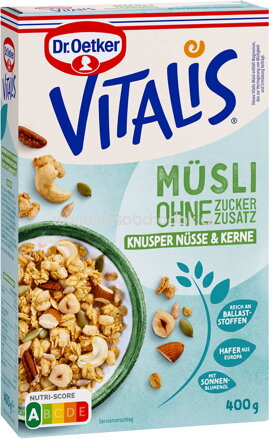 Dr.Oetker Vitalis ohne Zuckerzusatz Knusper Nüsse & Kerne, 400g