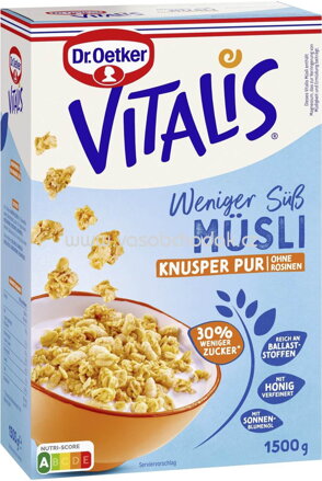 Dr.Oetker Vitalis Großpackung Weniger süß Knusper Pur, 1,5kg