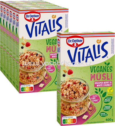 Dr.Oetker Vitalis Veganes Müsli Knusper Berry & White Chunks, 6+1 gratis, 2,8 kg