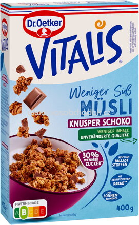 Dr.Oetker Vitalis Weniger süß Müsli Knusper Schoko, 400g