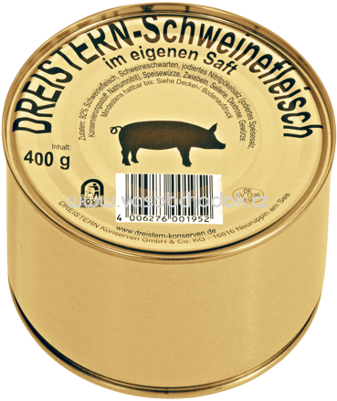 Dreistern Schweinefleisch im eigenen Saft, 400g
