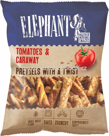 Elephant Twisted Pretzels Tomatoes & Caraway, 160g