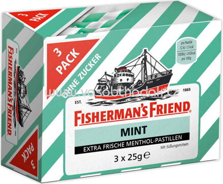 Fisherman's Friend Mint, ohne zucker, 3x25g, 75g