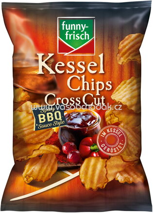 Funny-frisch Kessel Chips Cross Cut Spicy BBQ Sauce Style, 120g