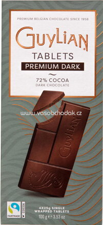 GuyLian Tablets Premium Dark 72% Cocoa, 4x25g, 100g