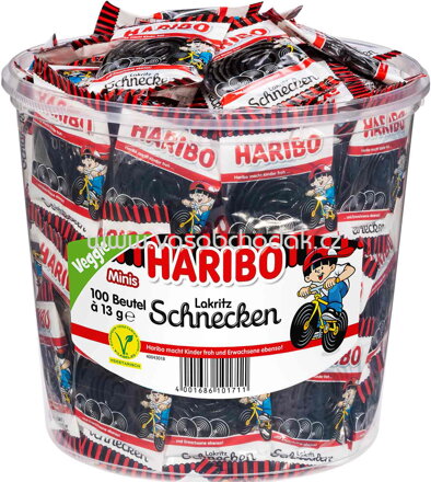 Haribo Lakritz Schnecken Minibeutel, 100 St, 1270g