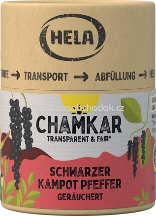 Hela Chamkar Schwarzer Kampot Pfeffer geräuchert, 100g