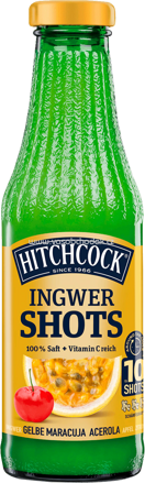Hitchcock Ingwer Shots Gelbe Maracuja Acerola, 500 ml